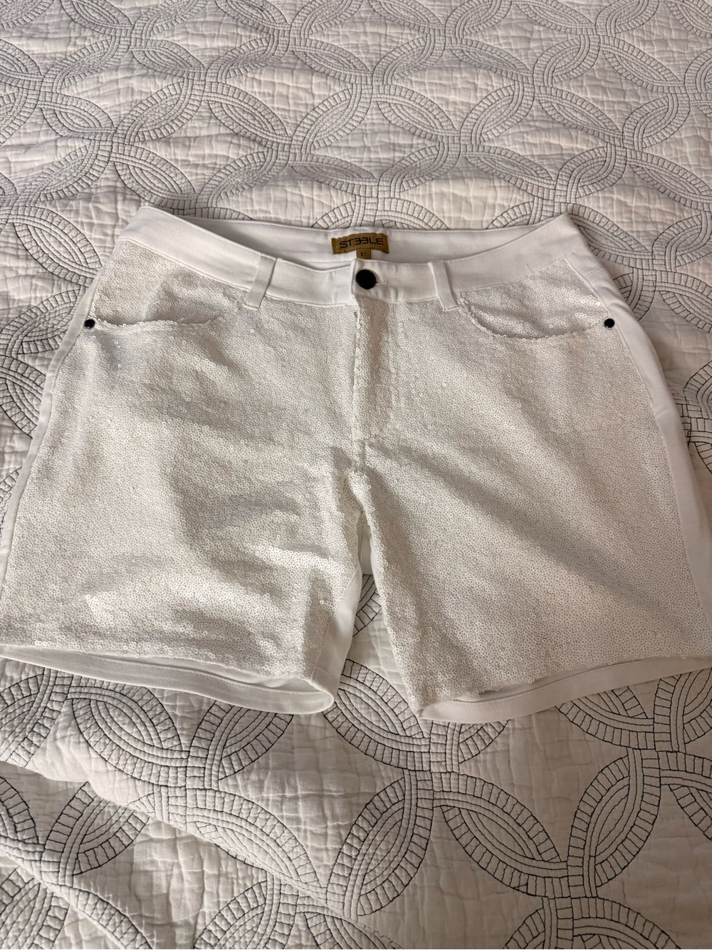 White Flat Front Men’s Shorts - Textured Summer Style